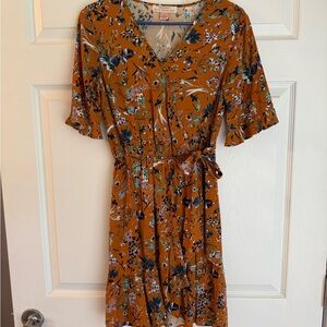 Floral Wrap Dress in Orange